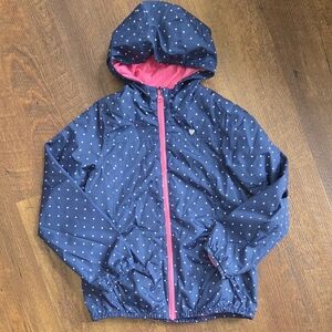 Carter's Rain Jacket Navy and Pink Polka Dot Raincoat